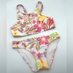 ROXY GIRL'S TROPICAL TIME TWO PIECE BIKINI SET - SIZE 7